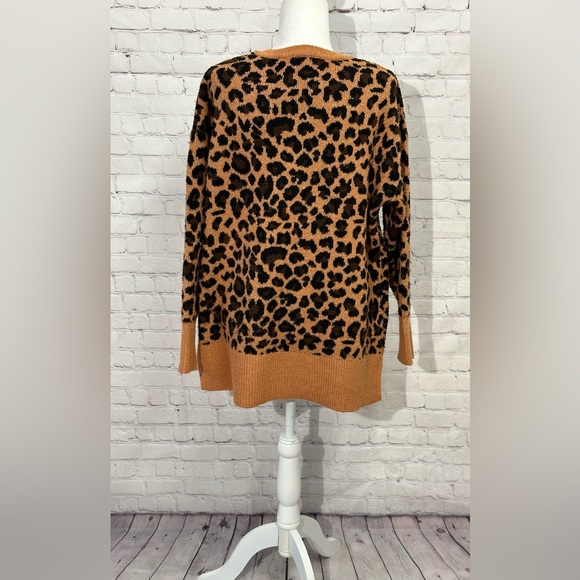 RAFAELLA Leopard Print Tunic Length Sweater Size M - Picture 4 of 14